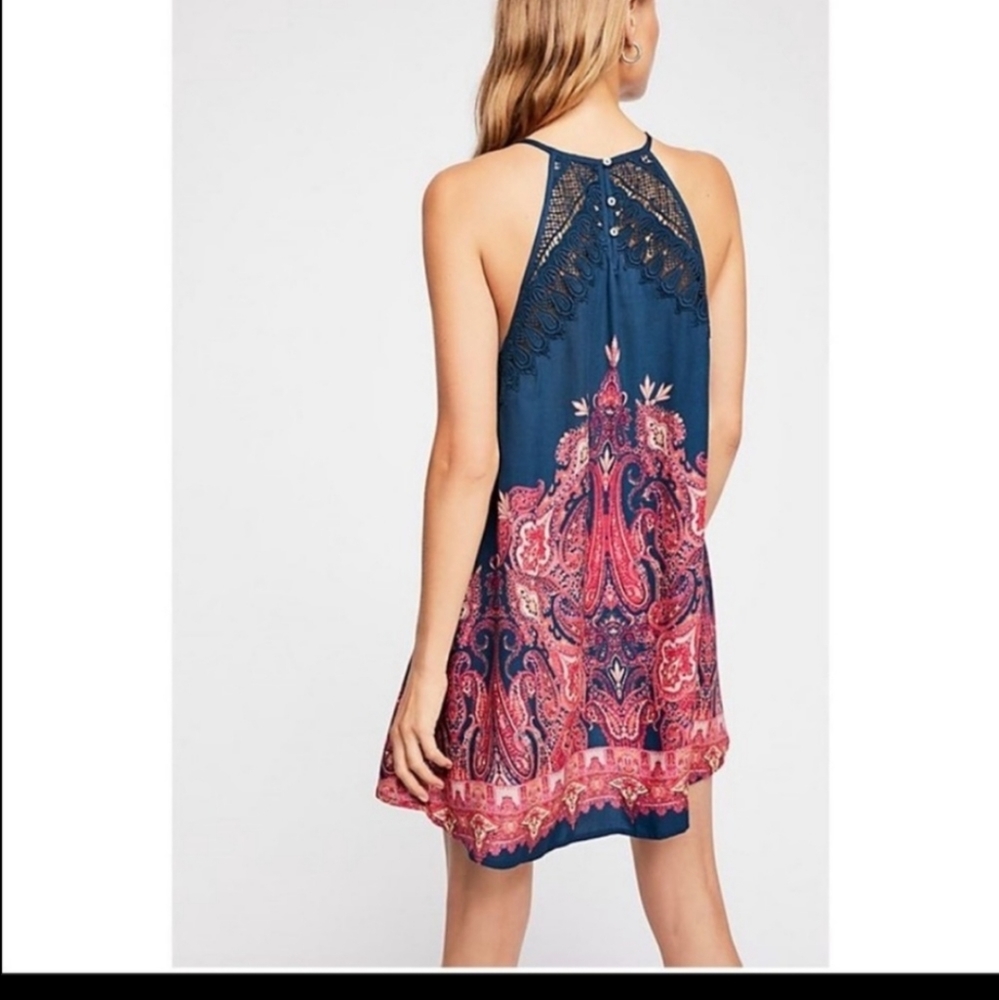 FREE PEOPLE Shea Printed Paisley Hivh Neck Slip Dress, Size XS - Picture 14 of 14